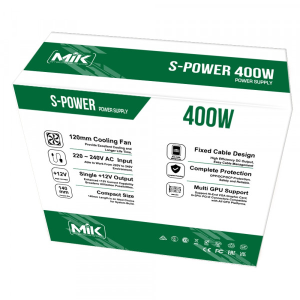 NGUỒN MIK S-POWER 400- 400W (màu đen)