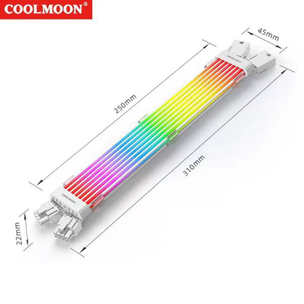 Dây Led Nguồn VGA Coolmoon C260 EX White +DÂY NỐI DÀI 2X8Pin Extension Line RGB WHITE