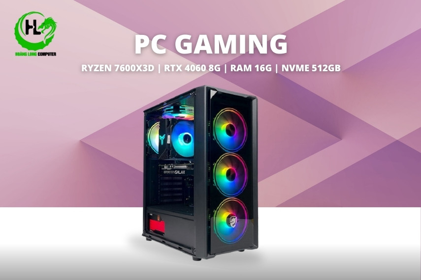 PC chip amd 7600x3d trang bị cấu hình mạnh mẽ