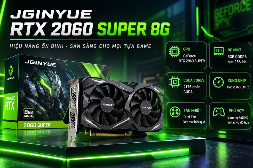 JGINYUE có nhiều phiên bản RTX 2060 sử dụng thiết kế hai quạt