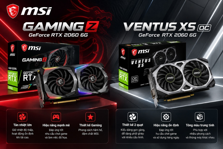 MSI cung cấp RTX 2060 và RTX 2060 Super ở dòng Gaming và Ventus