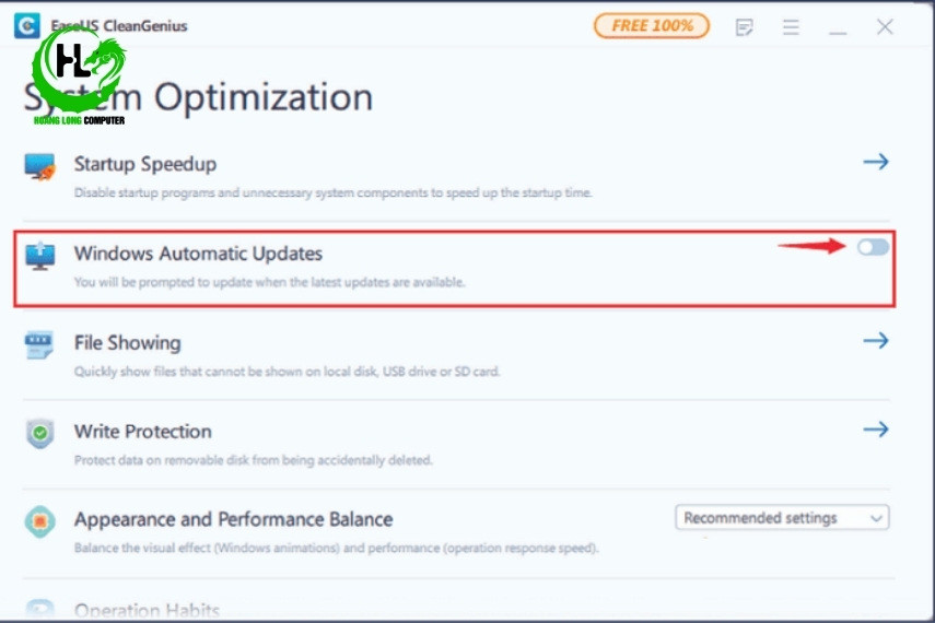 Dùng EaseUS Clean Genius tắt Update windows