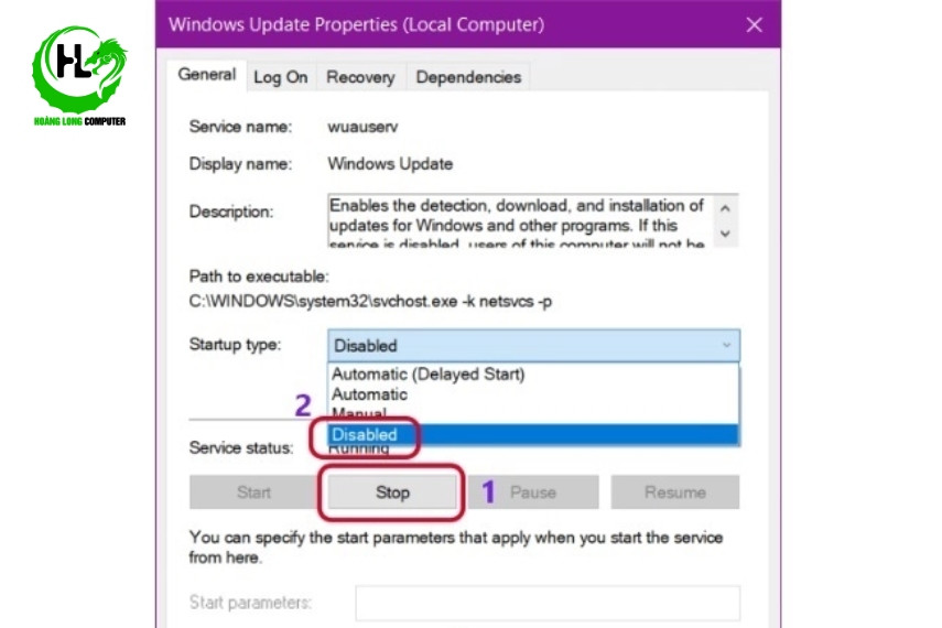 Tắt update Win 11 bằng services.msc