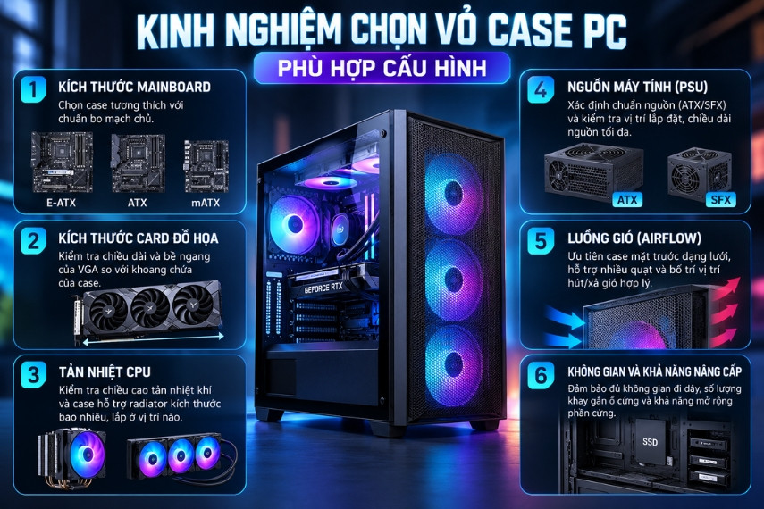Kinh nghiệm chọn vỏ case PC phù hợp với cấu hình và nhu cầu sử dụng