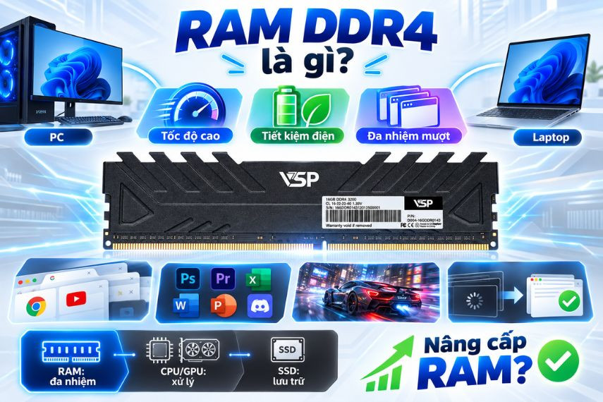 RAM DDR4 là gì? Ưu điểm nổi bật khi nâng cấp