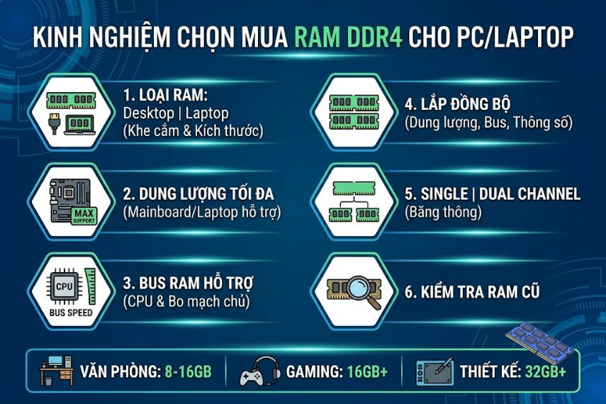 Một số lưu ý quan trọng khi lựa chọn RAM DDR4