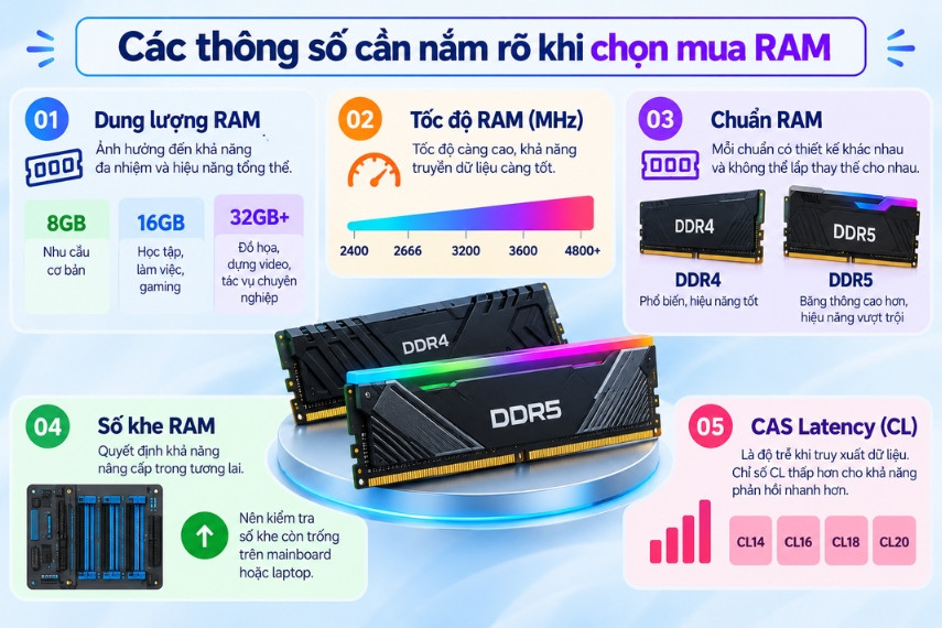 Một vài thông số quan trọng cần nắm rõ khi chọn mua RAM