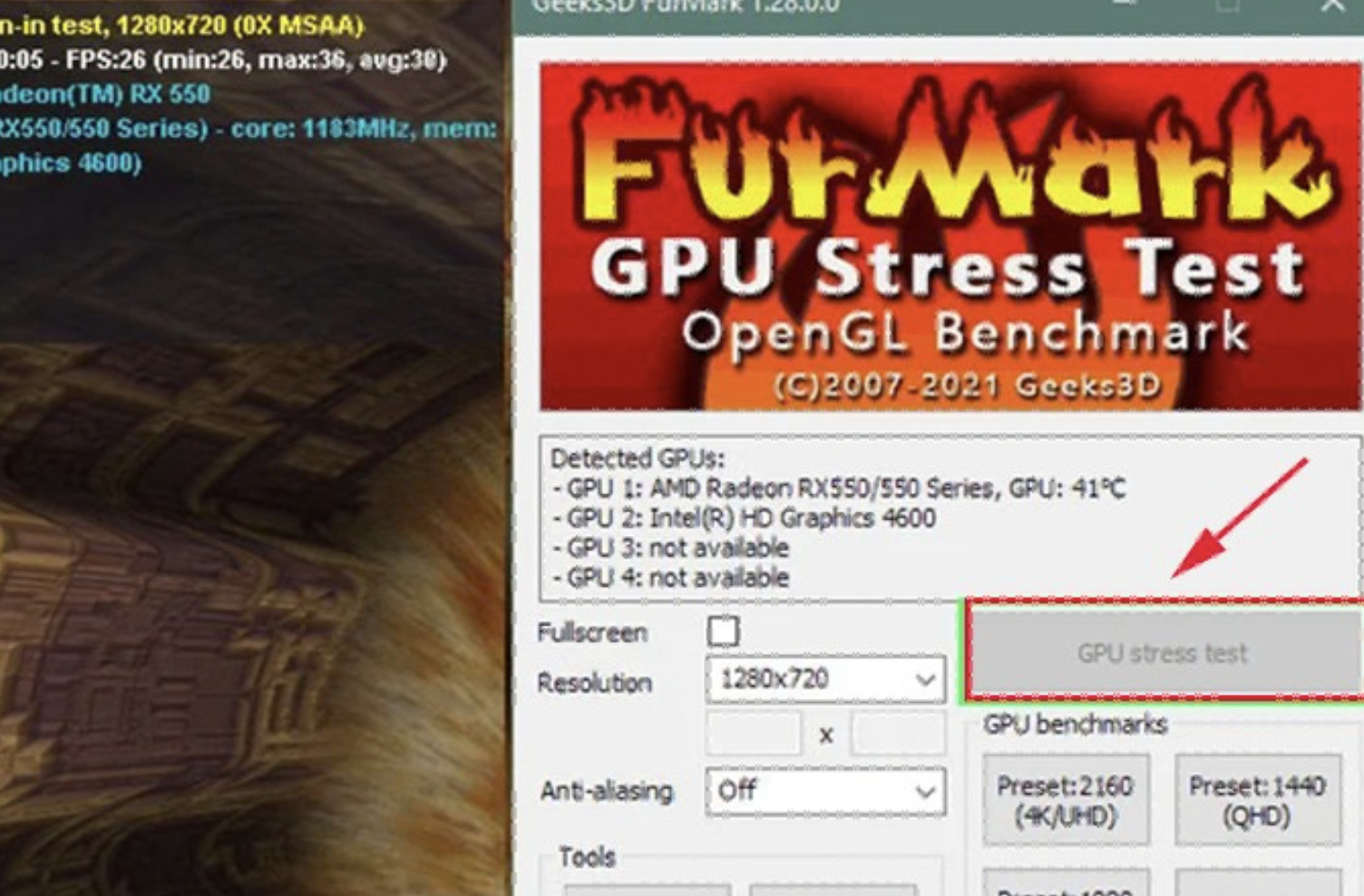 Test card màn hình bằng GPU Stress Test