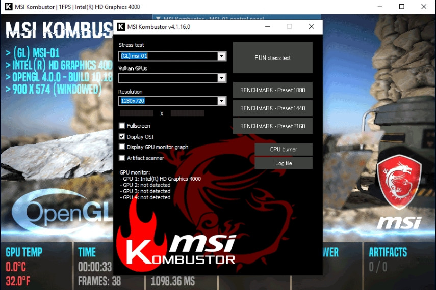 MSI Kombustor cung cấp công cụ stress test VGA