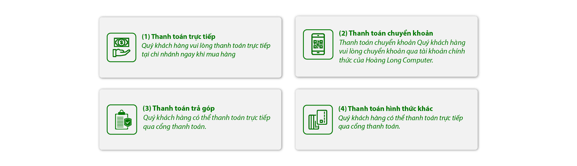 Các hình thức thanh toán