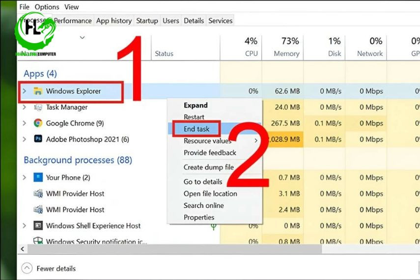 dùng Task Manager giảm lag
