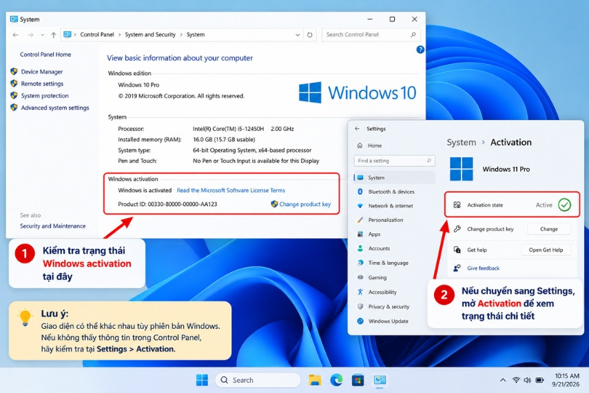 Kiểm tra Windows Activation