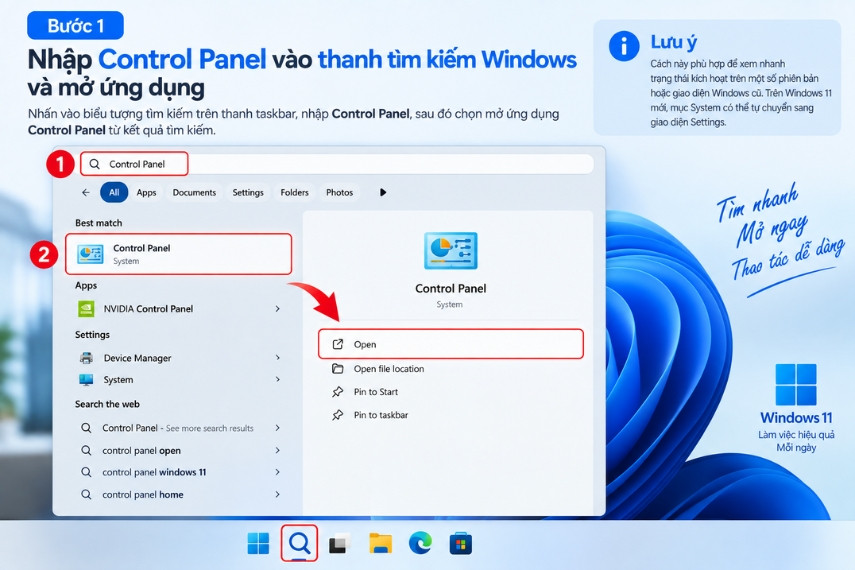 Mở Control Panel