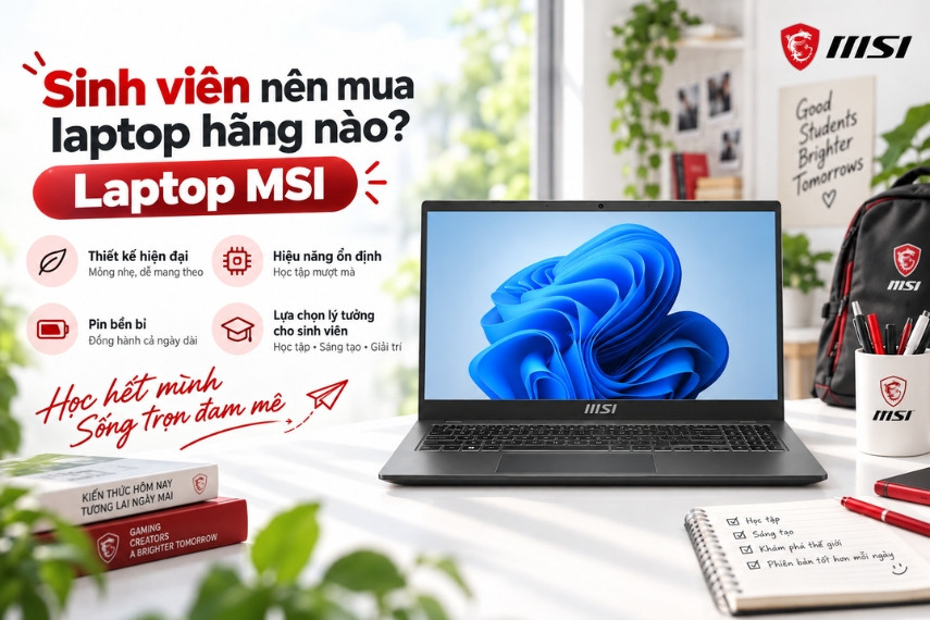 Laptop MSI vừa đáp ứng tốt các tác vụ học tập, vừa phù hợp để chơi giải trí