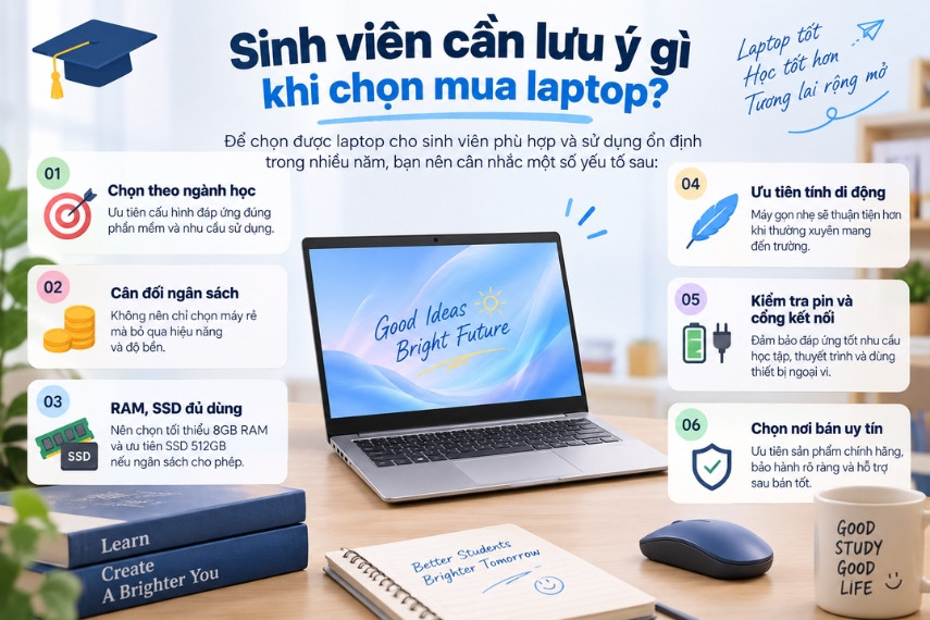 Một số lưu ý quan trọng mà sinh viên cần quan tâm khi mua Laptop