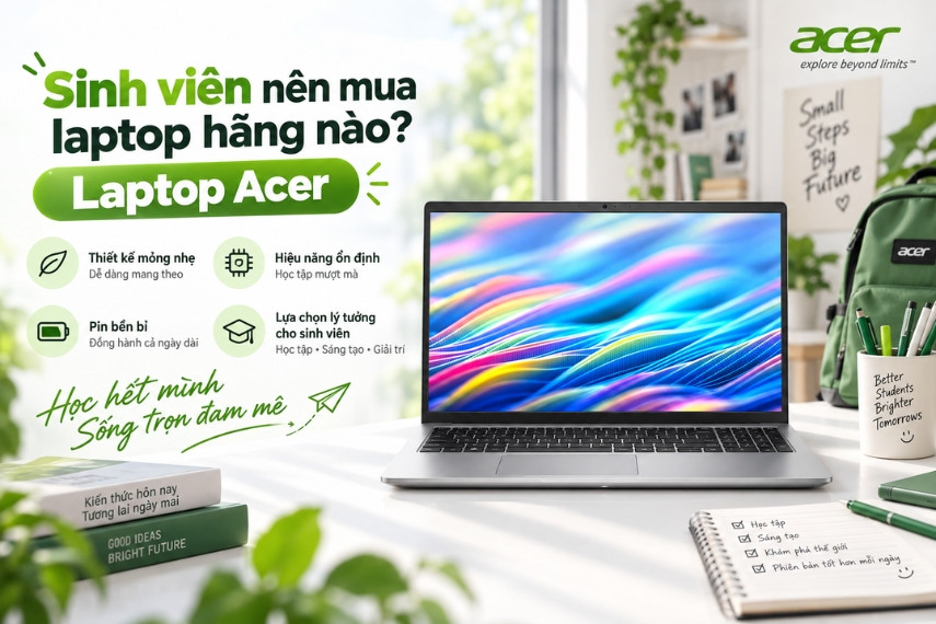 Laptop Acer cân bằng tính di động và hiệu năng cho sinh viên