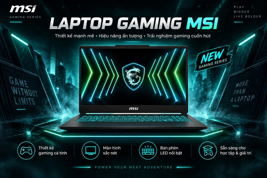 Laptop Gaming MSI đáp ứng tốt nhu cầu lập trình, thiết kế đồ họa và chơi game  