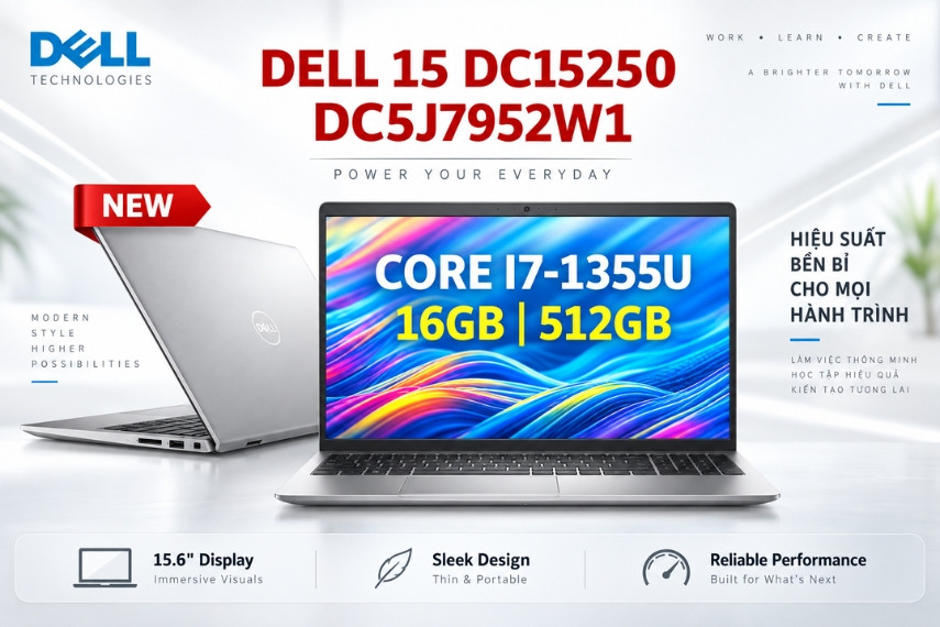 Dell 15 DC15250 sở hữu màn hình 15,6 inch rộng rãi, độ nét cao