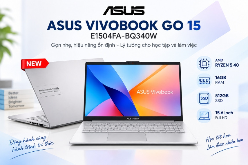ASUS Vivobook Go 15 phù hợp cho học tập hàng ngày và làm việc văn phòng