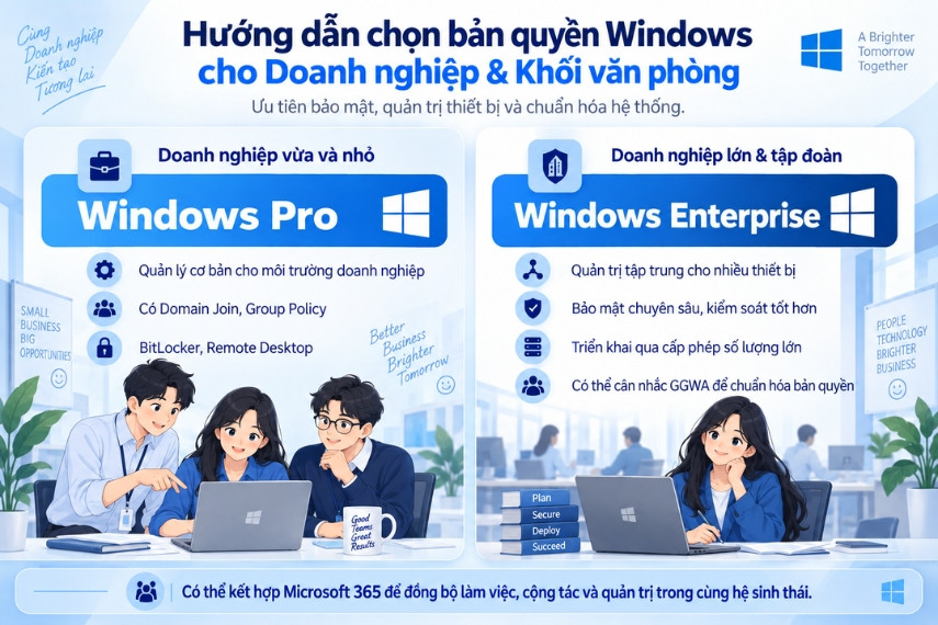Hướng dẫn cách chọn Win bản quyền phù hợp với quy mô doanh nghiệp