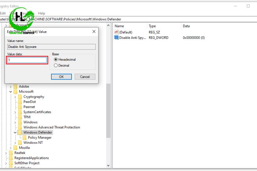 tắt diệt vi rút win 10