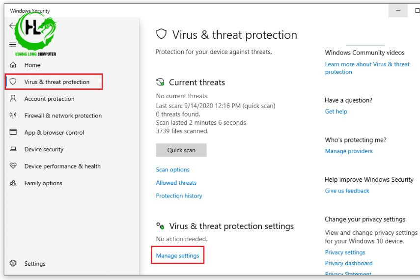 tắt virus win 10