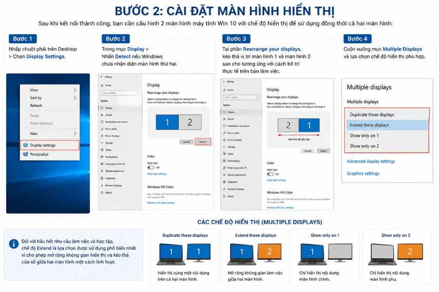 kết nối 2 màn hình win 10