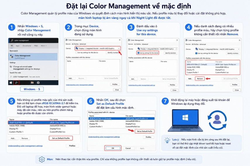 Hướng dẫn cài đặt lại Color Management
