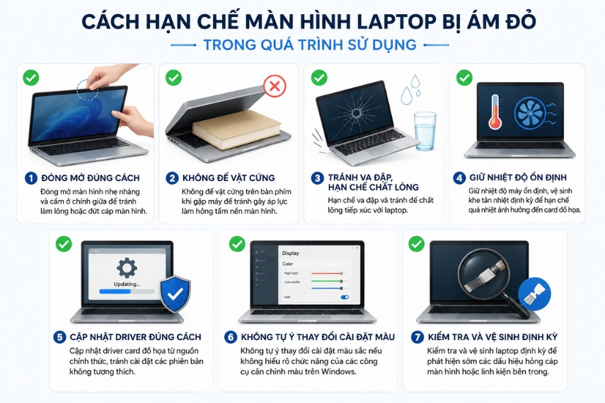 Đóng mở màn hình đúng cách để hạn chế màn hình laptop bị đỏ