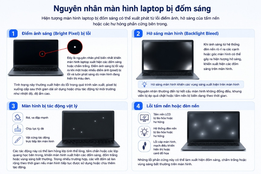 Hở sáng màn hình laptop