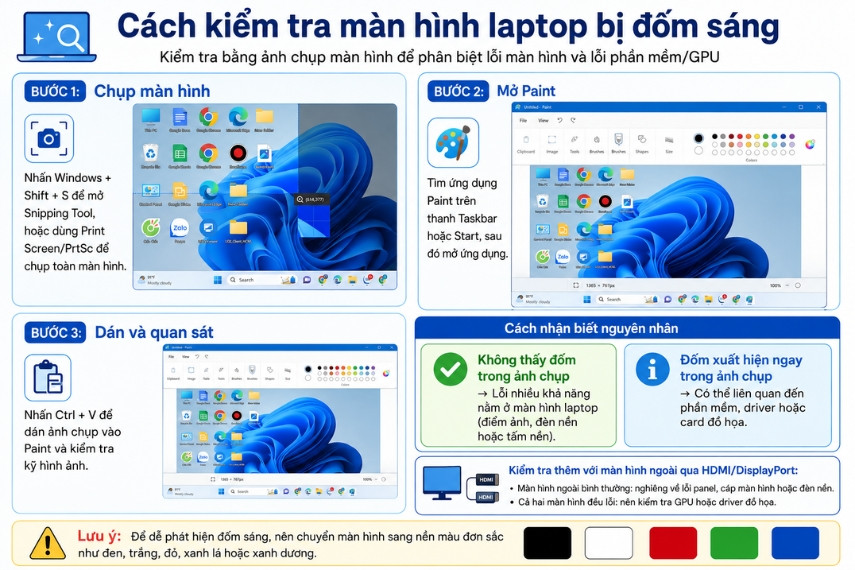 màn hình laptop đốm sáng