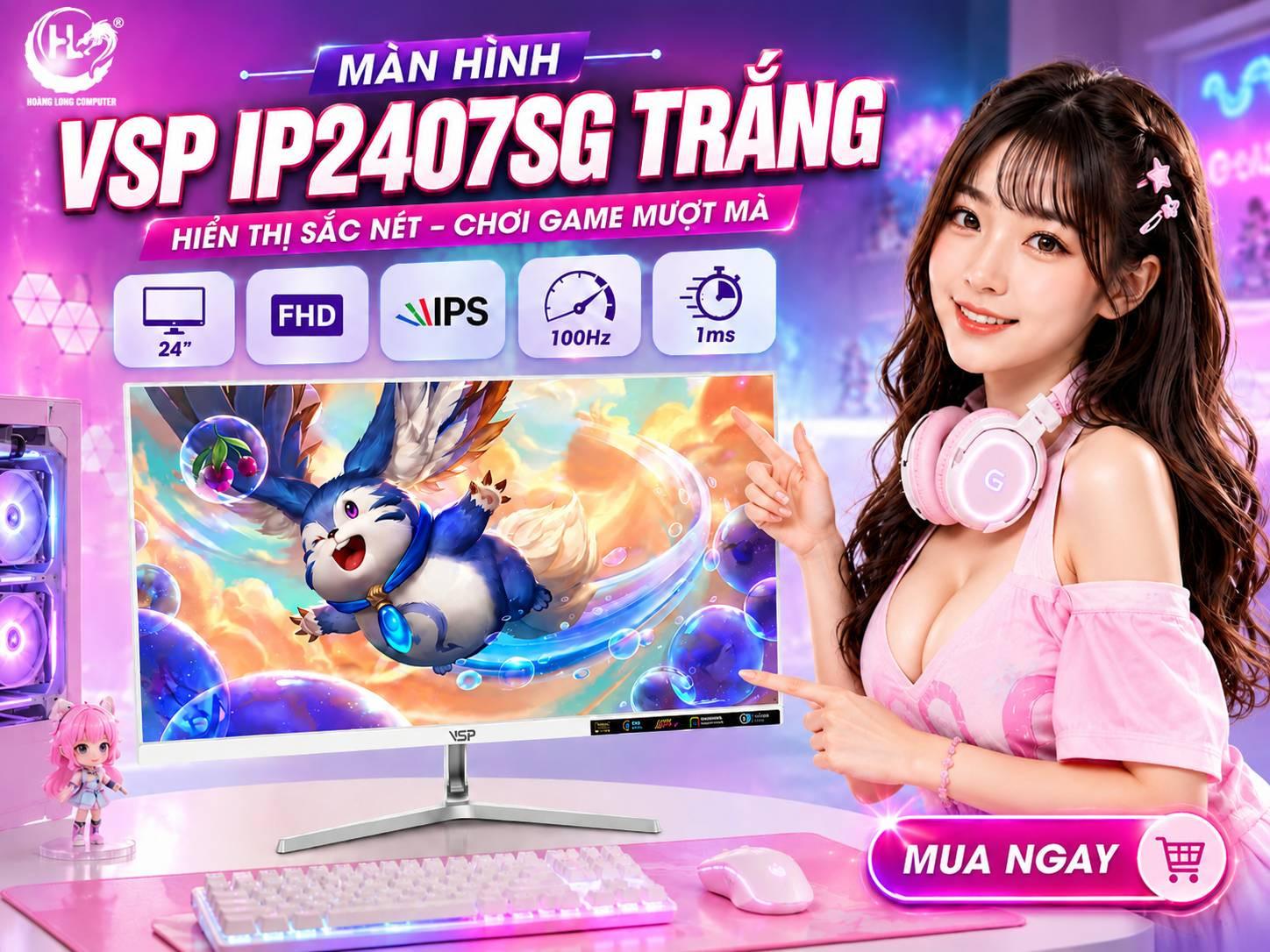 Đánh Giá Màn Hình VSP IP2407SG Trắng: Đẹp Toàn Diện Phân Khúc Giá Rẻ 