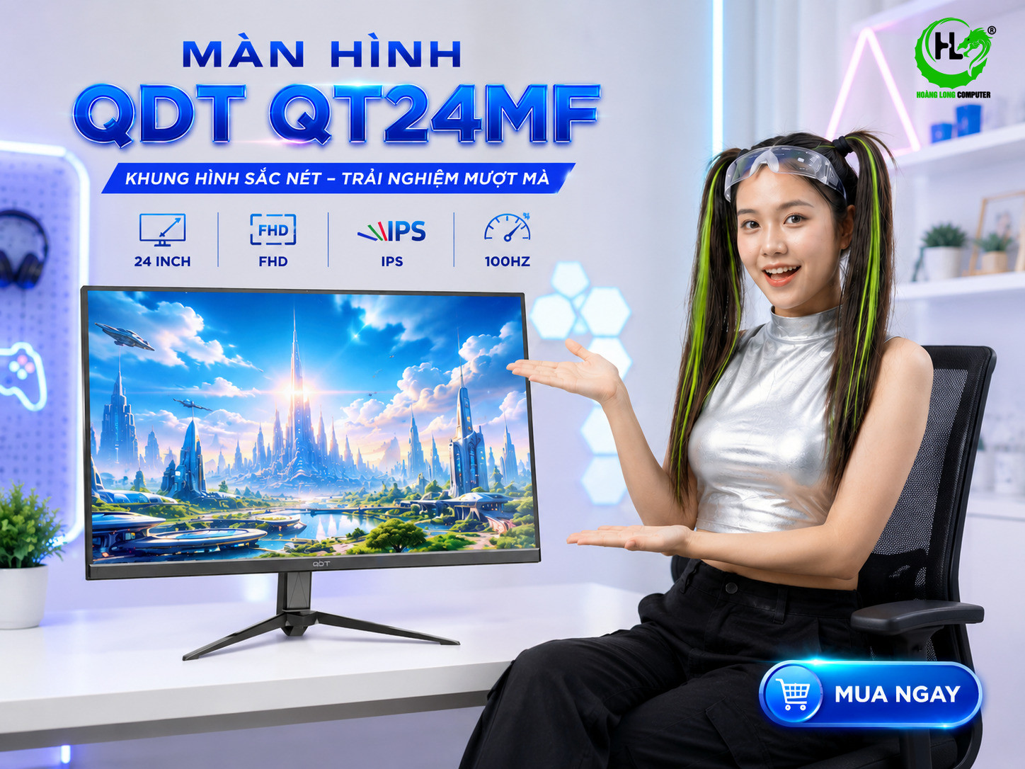 Màn Hình QDT QT24MF 24 Inch IPS 100Hz: Khung Hình Sắc Nét - Trải Nghiệm Mượt Mà  