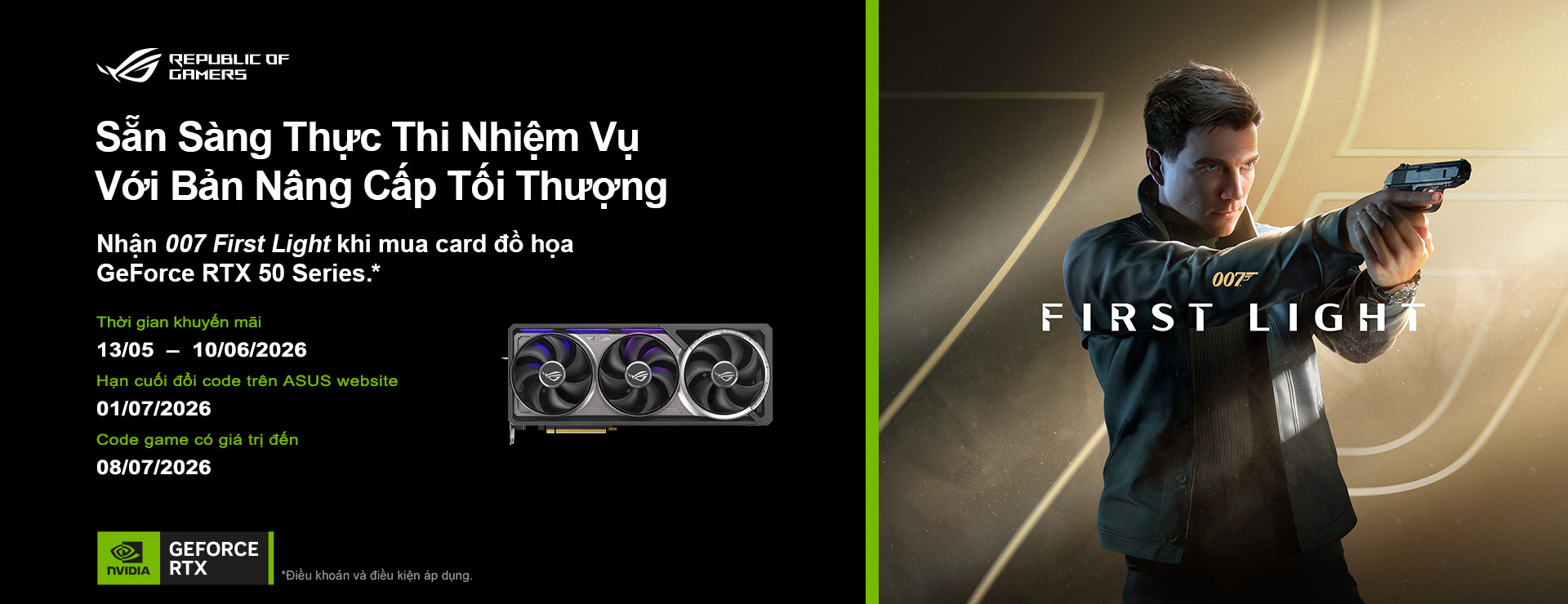Sắm Card ASUS NVIDIA RTX 50 Series Nhận Ngay Game 007 First Light