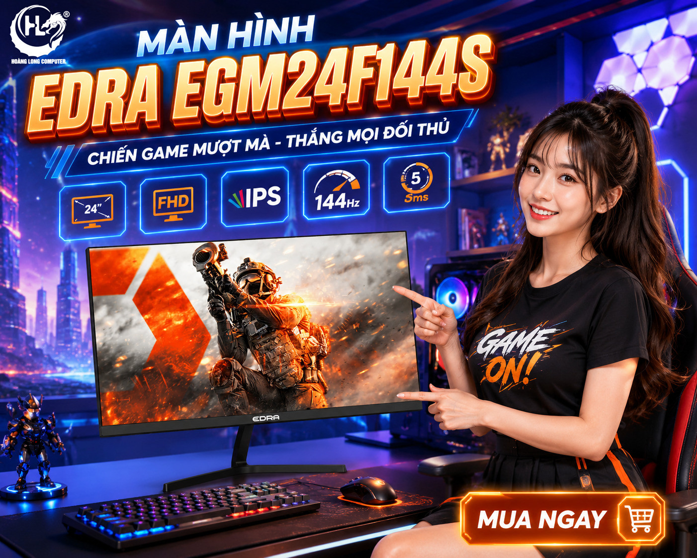 E-Dra EGM24F144S: Màn Hình Chơi Game 144Hz Giá Rẻ Đỉnh