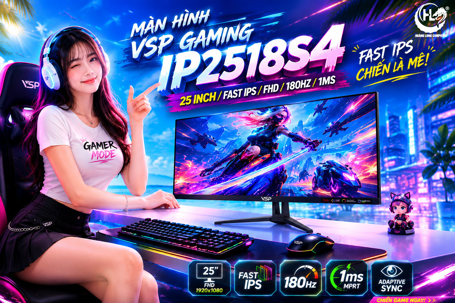 Màn Hình VSP Gaming IP2518S4: Chiến Game Đỉnh Cao - Bứt Phá Mọi Giới Hạn 