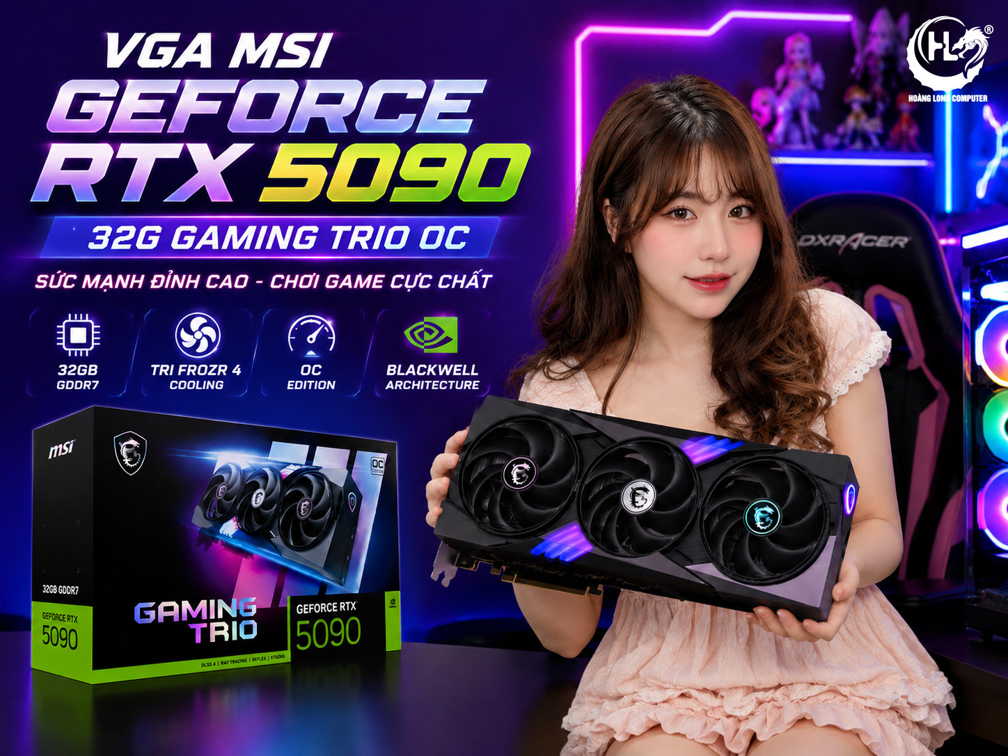 VGA MSI RTX 5090 Gaming Trio OC: Đỉnh Cao Hiệu Năng - Bứt Phá Không Giới Hạn 