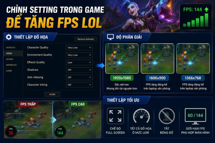 7 bước tăng FPS khi chơi LMHT đơn giản  