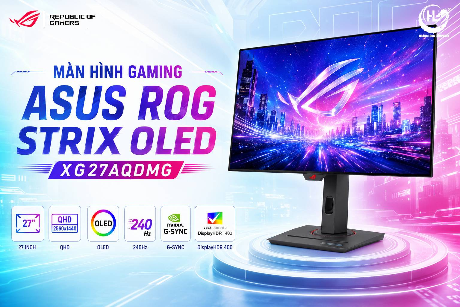 ASUS ROG Strix OLED XG27AQDMG QHD 240Hz: Khung Hình Sắc Nét - Chiến Game Đỉnh Cao 