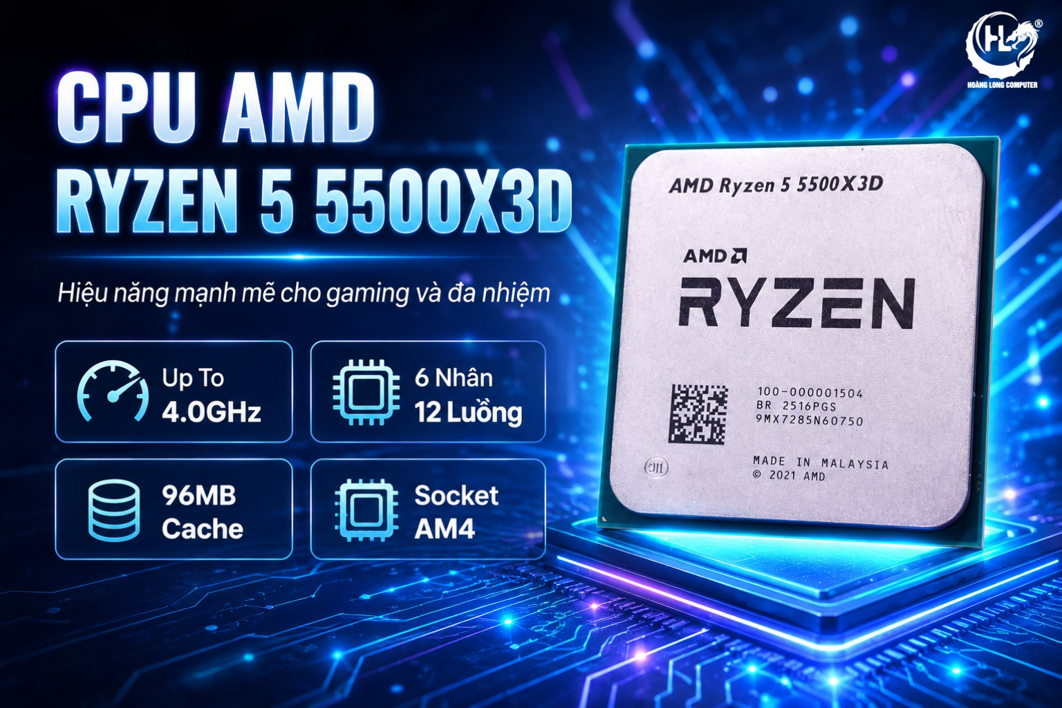 Ryzen 5 5500X3D: CPU AM4 96MB Cache Cho Gaming Và Đa Nhiệm 