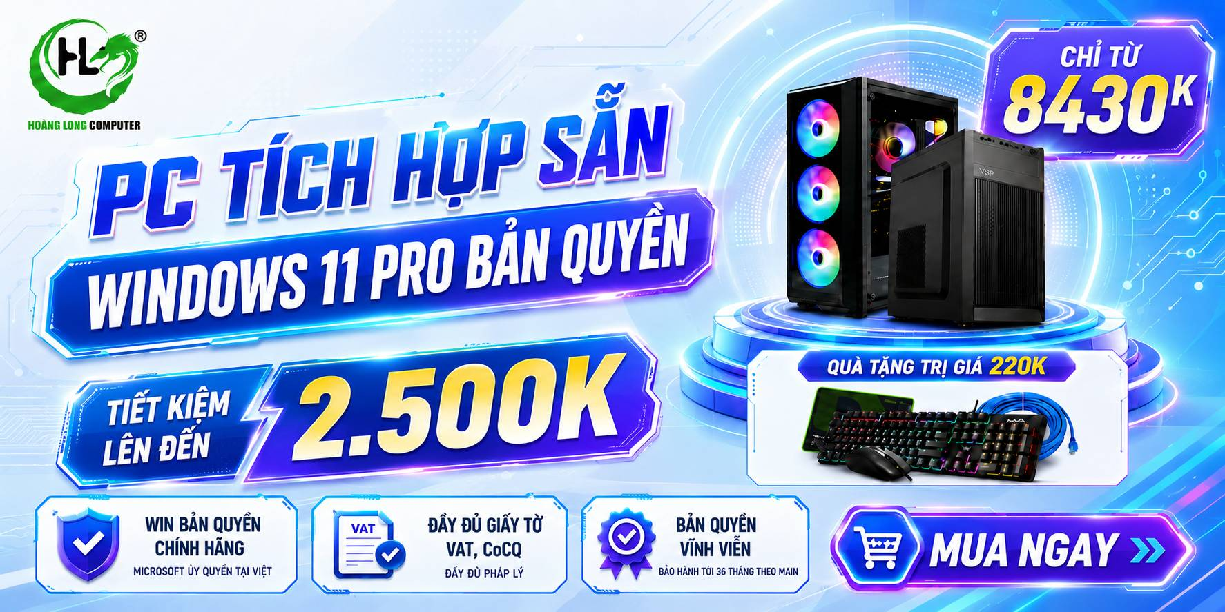 PC Quản Trị Hợp Đồng Tích Hợp Sẵn Windows 11 Pro Bản Quyền