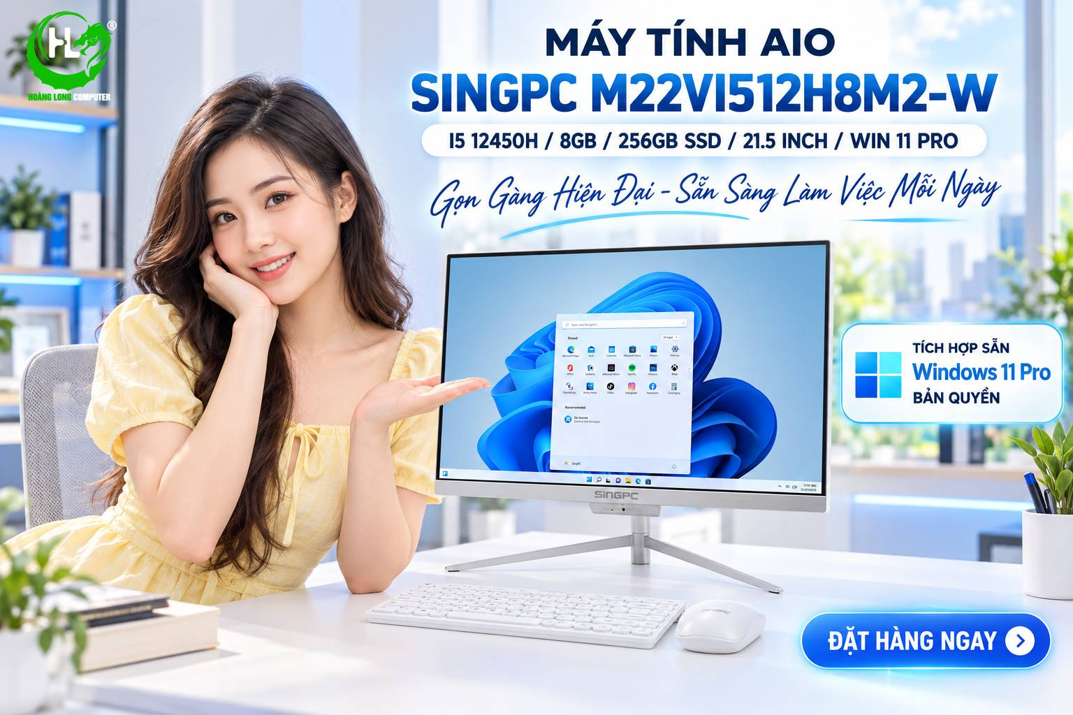 SingPC M22Vi512H8M2-W AIO Core i5 Cho Văn Phòng: An Tâm Bản Quyền - Làm Việc Hiệu Quả 
