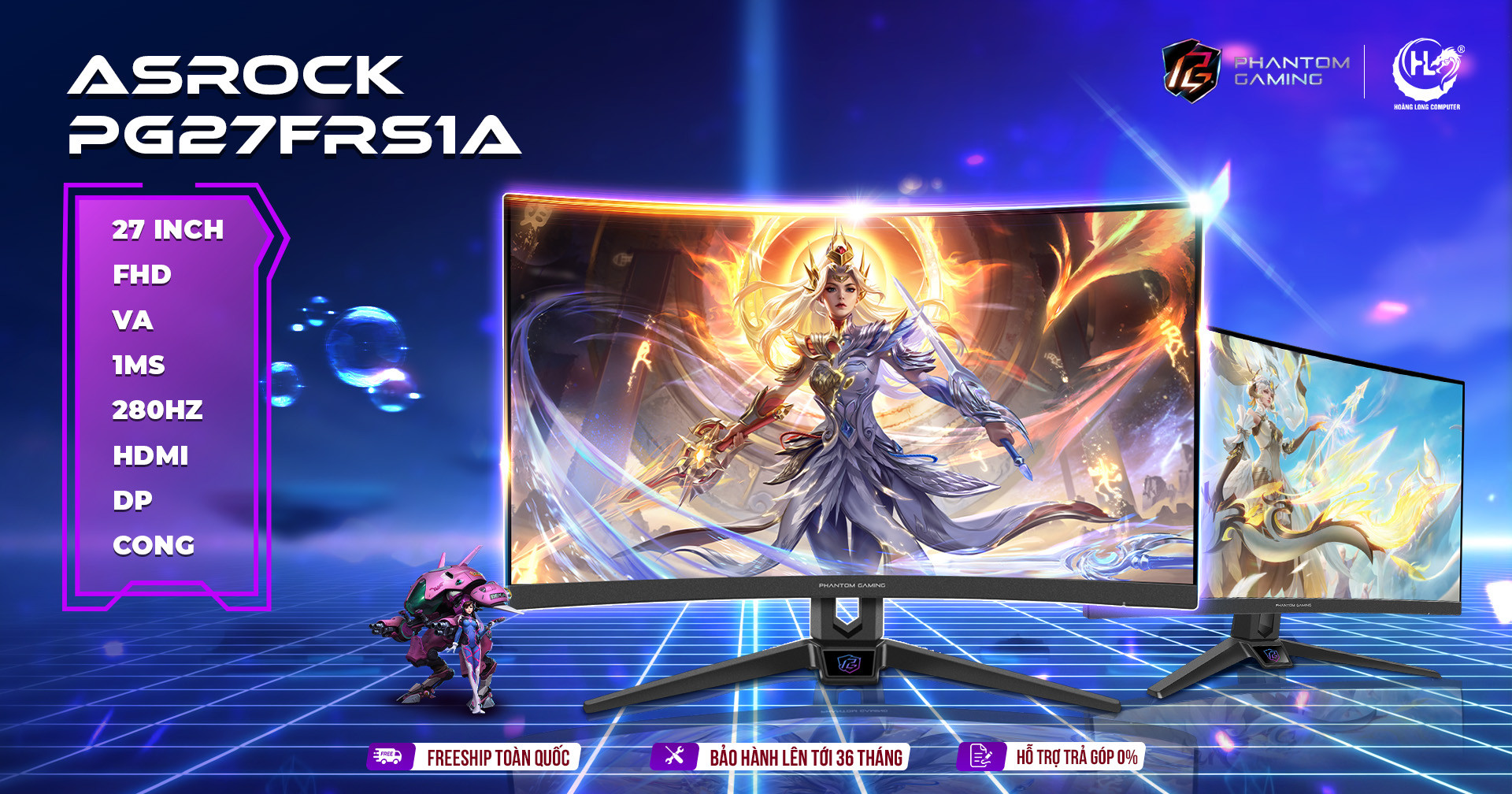 Màn Hình Cong ASROCK PG27FRS1A - Nâng Tầm Trải Nghiệm Gaming Đỉnh Cao 