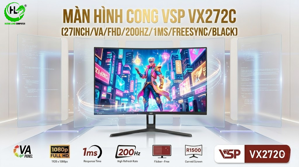 VSP VX272C: Màn Cong Mượt Mà - Chiến Game Cực Đã 