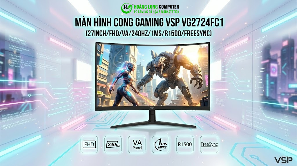 Màn Hình Cong VSP VG2724FC1 27Inch 240Hz: Chiến Game Mượt Mà - Trải Nghiệm Cực Đã 