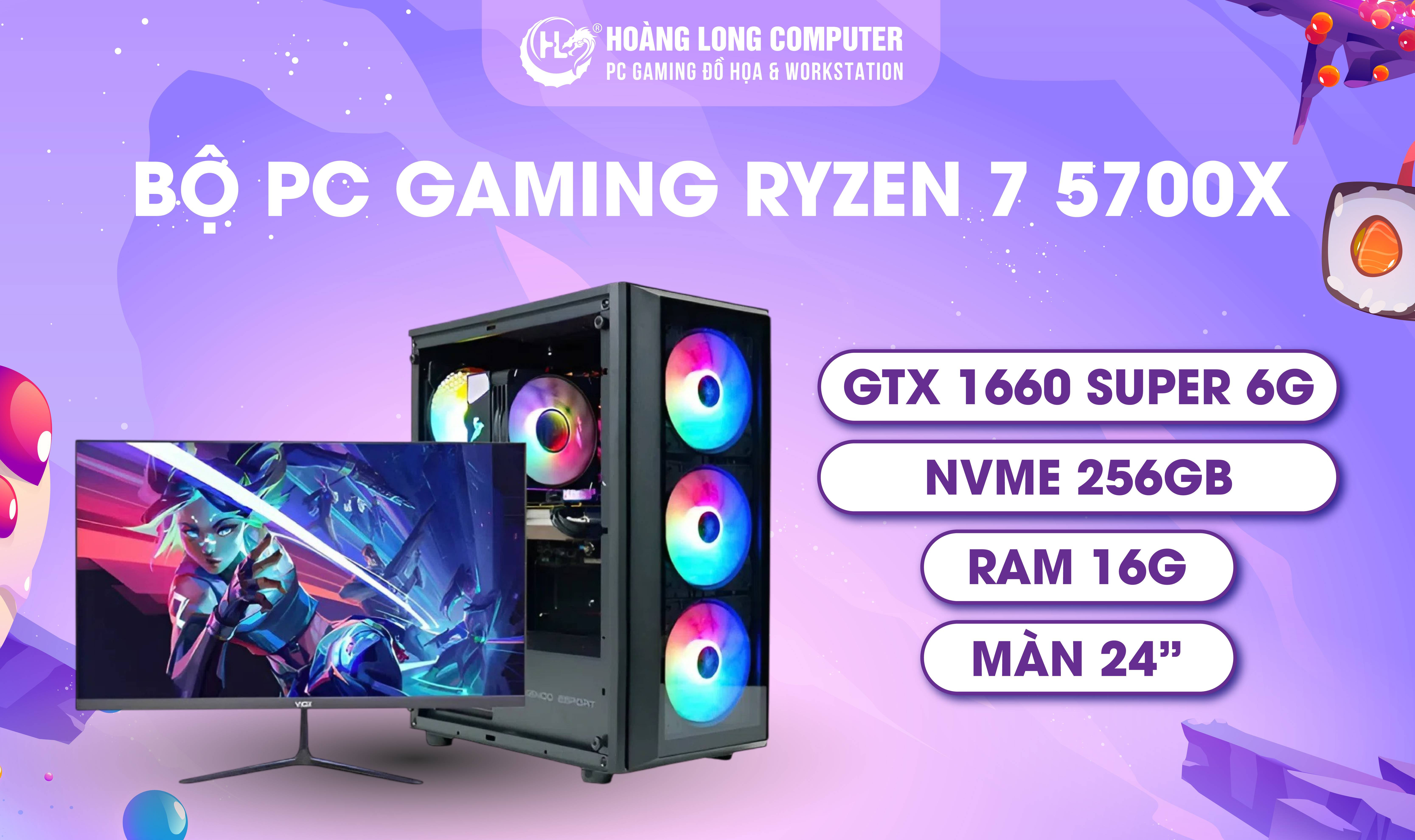 Bộ PC Gaming Ryzen 7 5700X & GTX 1660 Super Chiến Game Cực Đỉnh Nâng Tầm Trải Nghiệm  