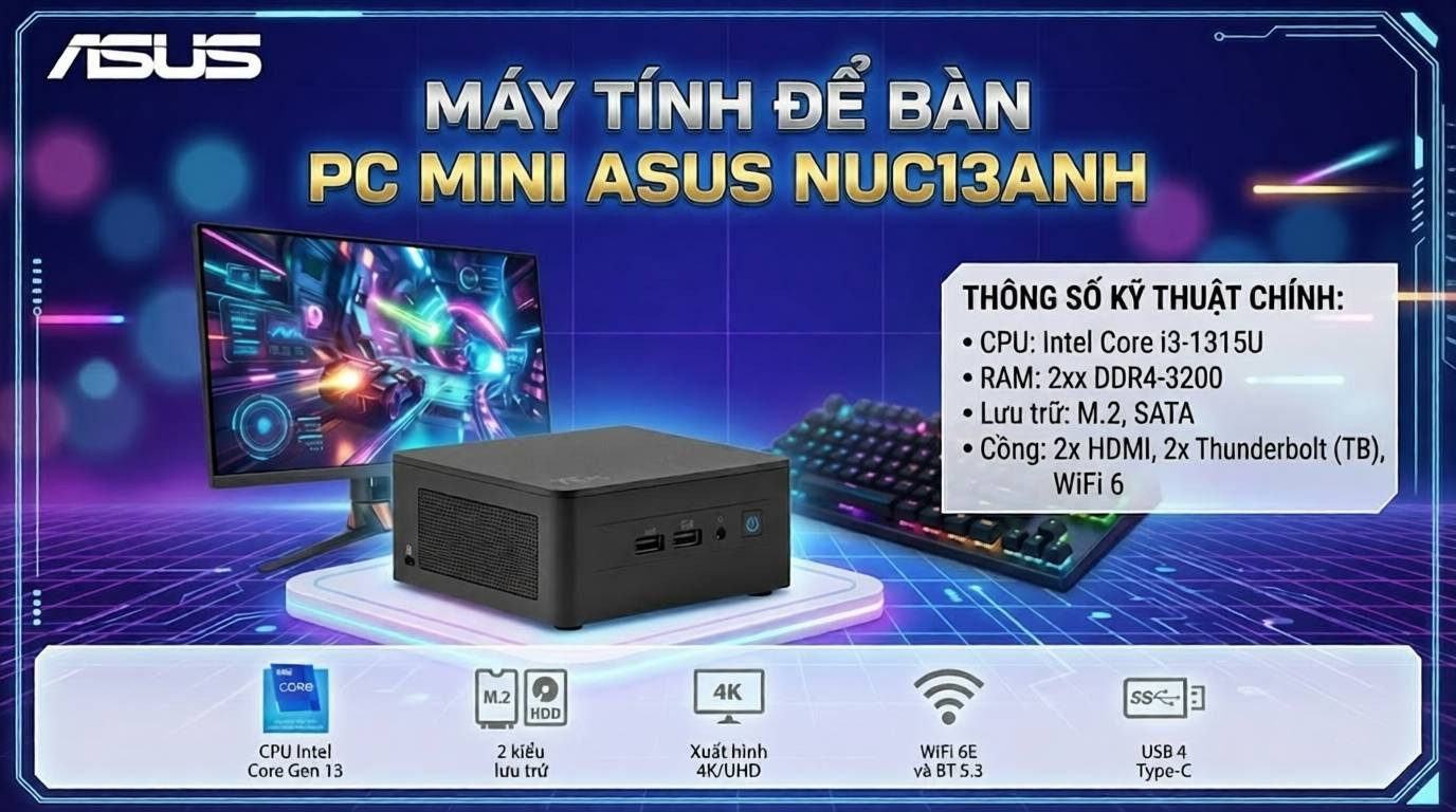 Đánh Giá ASUS NUC 13 Pro i3: Sức Mạnh Mini Cho Văn Phòng Hiện Đại 