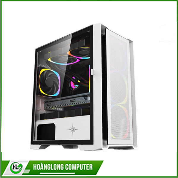 Vỏ case KENOO ESPORT M500 - 3F - MàuTrắng MATX (3 Fan RGB)
