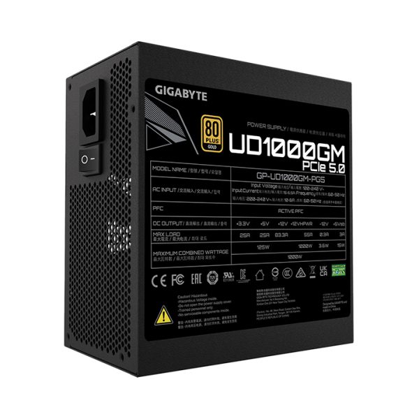Nguồn máy tính Gigabyte UD1000GM PG5 1000W PCIe Gen 5.0 80 PLUS Gold Full Modular
