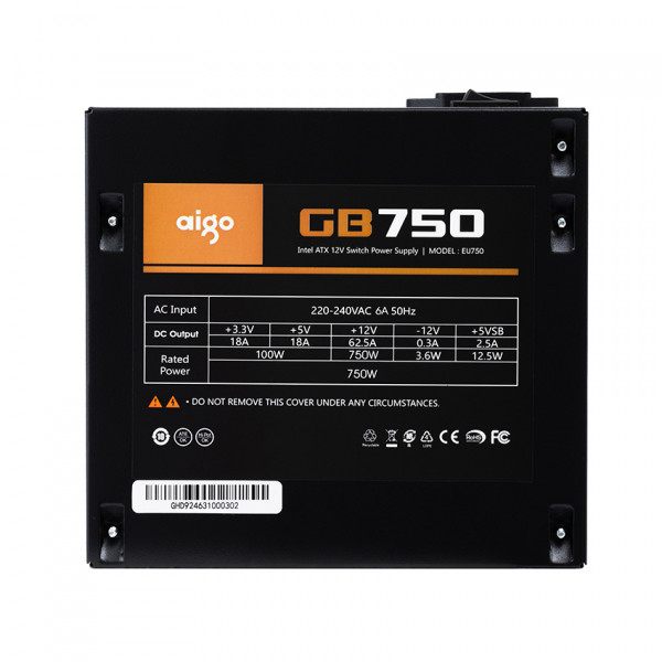 Nguồn máy tính AIGO GB750 - 750W (80 Plus Bronze/Màu Đen)